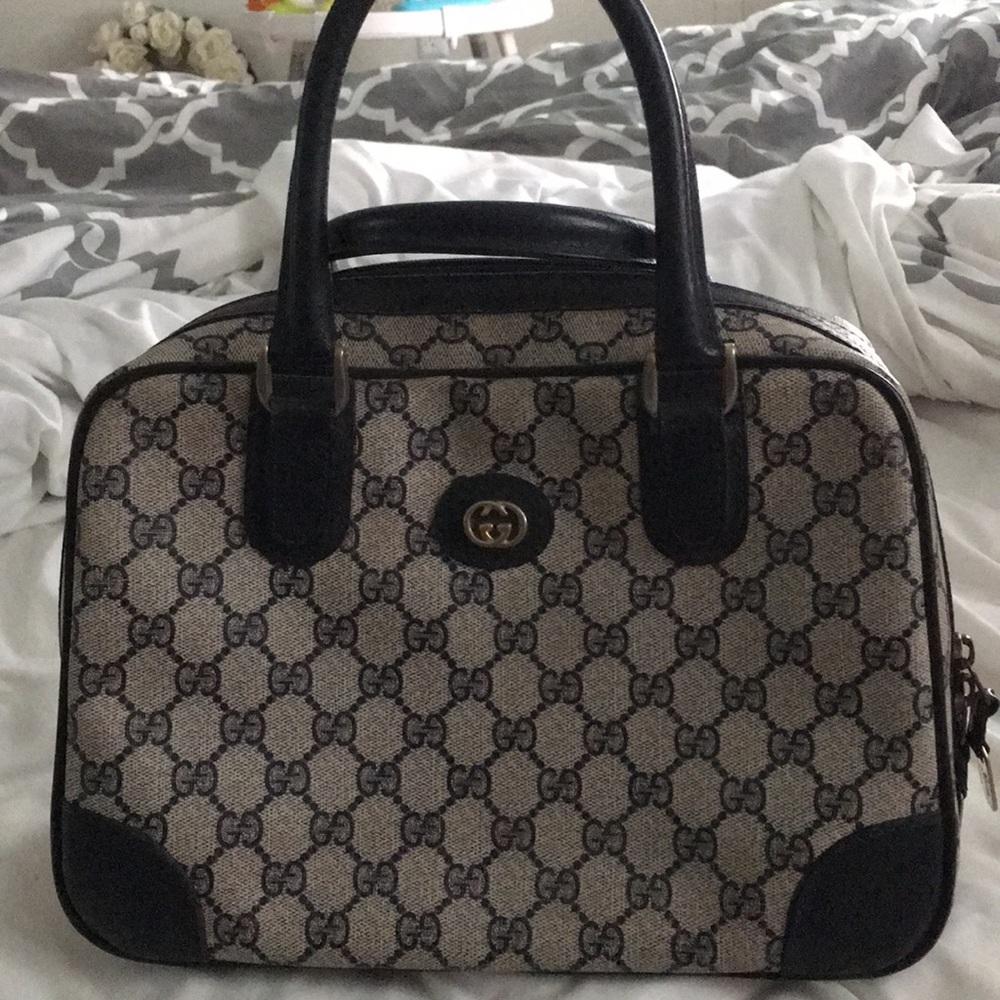 Vintage Gucci navy blue tote